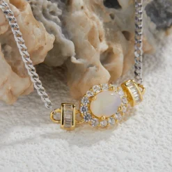 Simple Style Round Sterling Silver Inlay Gem Necklace -Deals Glis Jewel Store 1680745968477278208