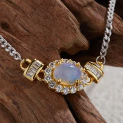 Simple Style Round Sterling Silver Inlay Gem Necklace -Deals Glis Jewel Store 1680745975423045632