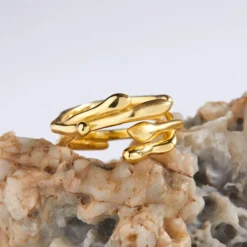 Commute Solid Color Sterling Silver Irregular Plating Gold Plated Open Rings -Deals Glis Jewel Store 1680745986357596160