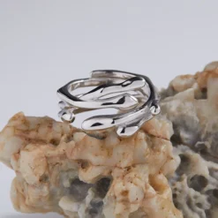 Commute Solid Color Sterling Silver Irregular Plating Gold Plated Open Rings -Deals Glis Jewel Store 1680745987406172160