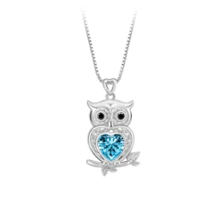 Simple Style Owl Sterling Silver Inlay Crystal Pendant Necklace -Deals Glis Jewel Store 1680746377019265024
