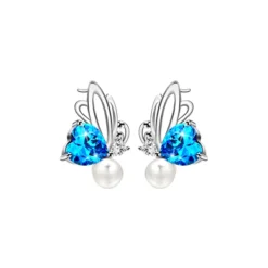 1 Pair Simple Style Butterfly Inlay Sterling Silver Crystal Ear Studs -Deals Glis Jewel Store 1680747019620192256