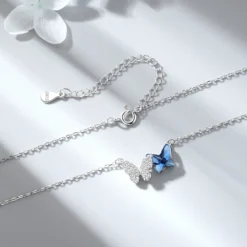Simple Style Butterfly Sterling Silver Inlay Crystal Pendant Necklace -Deals Glis Jewel Store 1680747197731311616