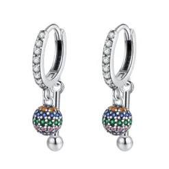 1 Pair Sweet Streetwear Ball Plating Inlay Sterling Silver Zircon Drop Earrings -Deals Glis Jewel Store 1680748984609673216