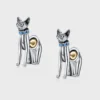 1 Pair Simple Style Cat Plating Inlay Sterling Silver Artificial Gemstones Ear Studs