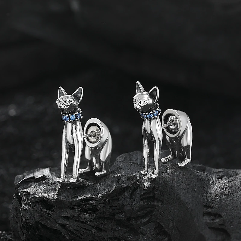 1 Pair Simple Style Cat Plating Inlay Sterling Silver Artificial Gemstones Ear Studs 4 1 Pair Simple Style Cat Plating Inlay Sterling Silver Artificial Gemstones Ear Studs - Image 4