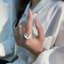 Simple Style Heart Shape Sterling Silver Irregular Polishing Open Rings -Deals Glis Jewel Store 1681127206039982080 1