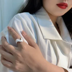 Simple Style Heart Shape Sterling Silver Irregular Polishing Open Rings -Deals Glis Jewel Store 1681127215225507840