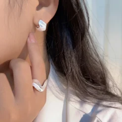 Simple Style Heart Shape Sterling Silver Irregular Polishing Open Rings -Deals Glis Jewel Store 1681127216588656640