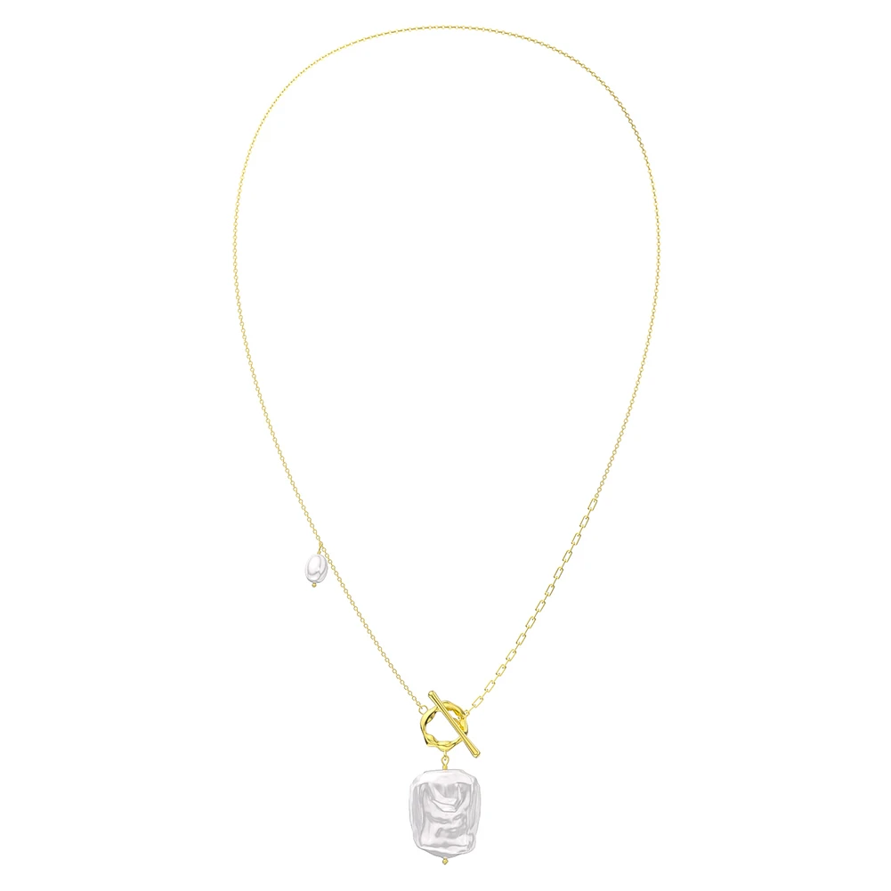 Elegant Square Freshwater Pearl Sterling Silver Toggle Plating 14K Gold Plated Pendant Necklace 3 Elegant Square Freshwater Pearl Sterling Silver Toggle Plating 14K Gold Plated Pendant Necklace - Image 3