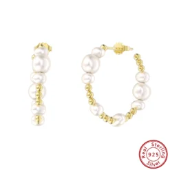 1 Pair Lady Round Polishing Plating Inlay Baroque Pearls Sterling Silver Freshwater Pearl 14K Gold Plated Earrings -Deals Glis Jewel Store 1681132162595819520 1