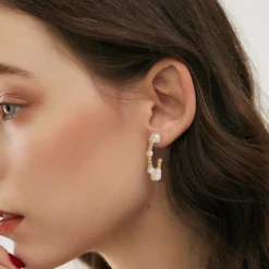 1 Pair Lady Round Polishing Plating Inlay Baroque Pearls Sterling Silver Freshwater Pearl 14K Gold Plated Earrings -Deals Glis Jewel Store 1681132163019444224