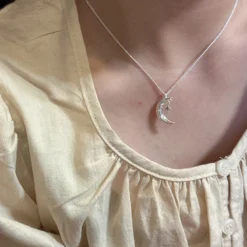 Casual Vacation Star Moon Sterling Silver Polishing Pendant Necklace -Deals Glis Jewel Store 1681491960172515328