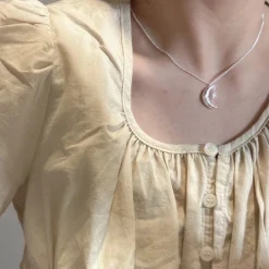 Casual Vacation Star Moon Sterling Silver Polishing Pendant Necklace -Deals Glis Jewel Store 1681491974915493888