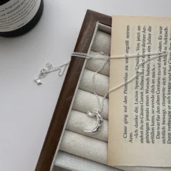 Casual Vacation Star Moon Sterling Silver Polishing Pendant Necklace -Deals Glis Jewel Store 1681492027579174912