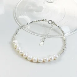 Lady U Shape Freshwater Pearl Sterling Silver Beaded Plating Bracelets -Deals Glis Jewel Store 1681499941412933632