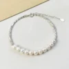 Lady U Shape Freshwater Pearl Sterling Silver Beaded Plating Bracelets