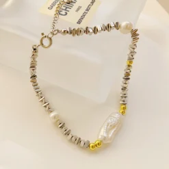 Vacation Irregular Freshwater Pearl Sterling Silver Beaded Plating Bracelets -Deals Glis Jewel Store 1681500135462408192