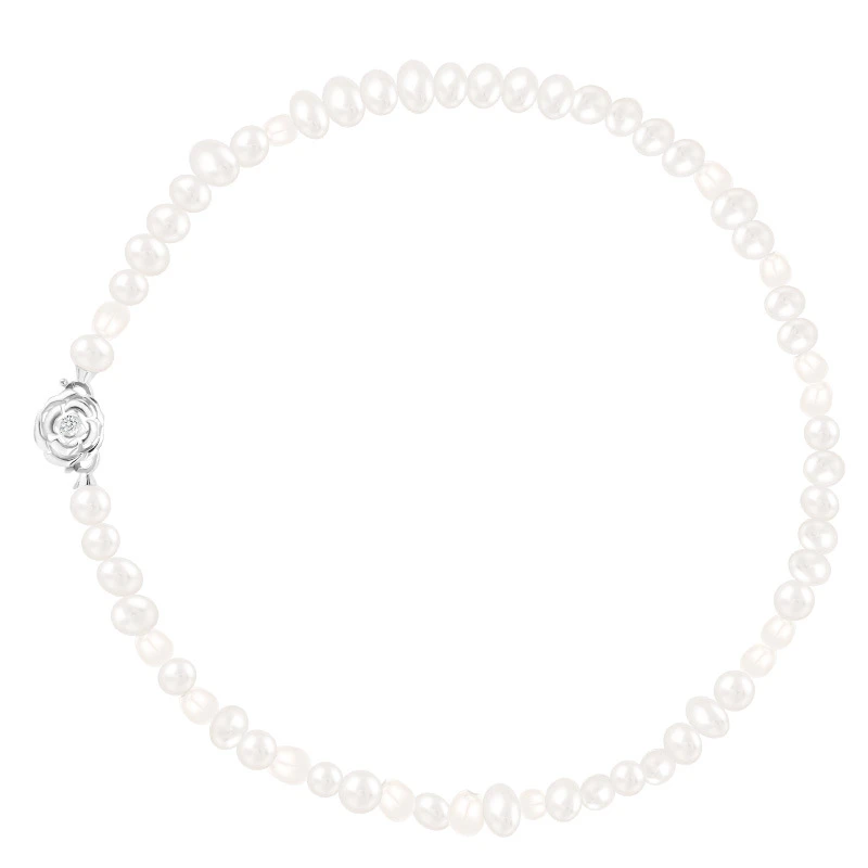 Glam Flower Freshwater Pearl Sterling Silver Plating Inlay Zircon Necklace 4 Glam Flower Freshwater Pearl Sterling Silver Plating Inlay Zircon Necklace - Image 4