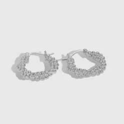 1 Pair Simple Style Irregular Plating Sterling Silver Hoop Earrings -Deals Glis Jewel Store 1681840414849634304