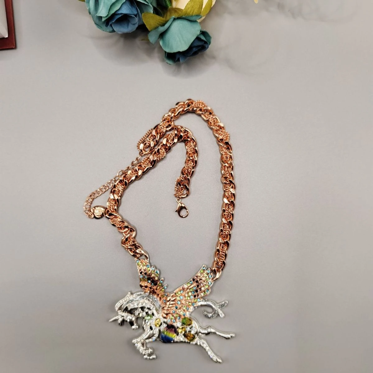 Retro Exaggerated Unicorn Alloy Inlay Rhinestones Women's Pendant Necklace 5 Retro Exaggerated Unicorn Alloy Inlay Rhinestones Women's Pendant Necklace - Image 5