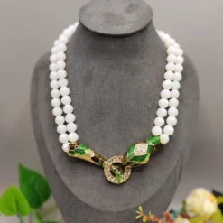 Retro French Style Snake Imitation Pearl Alloy Plating Inlay Rhinestones Gold Plated Women's Double Layer Necklaces -Deals Glis Jewel Store 1681845165272207360 2