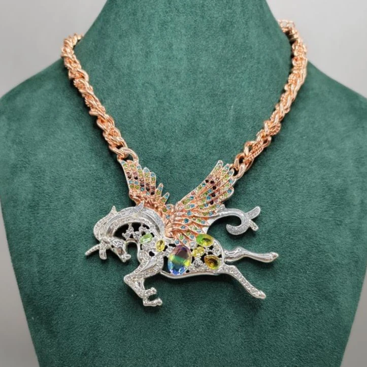 Retro Exaggerated Unicorn Alloy Inlay Rhinestones Women's Pendant Necklace 6 Retro Exaggerated Unicorn Alloy Inlay Rhinestones Women's Pendant Necklace - Image 6