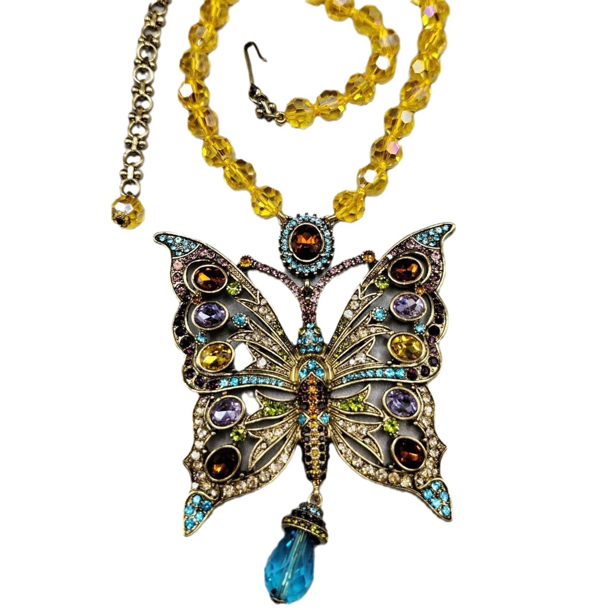 Retro French Style Butterfly Alloy Inlay Rhinestones Women's Pendant Necklace 4 Retro French Style Butterfly Alloy Inlay Rhinestones Women's Pendant Necklace - Image 4
