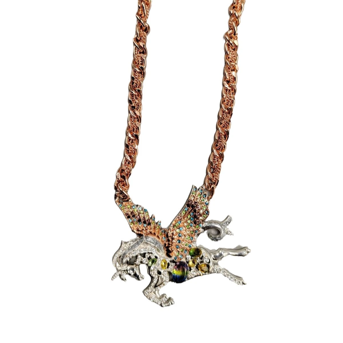 Retro Exaggerated Unicorn Alloy Inlay Rhinestones Women's Pendant Necklace 2 Retro Exaggerated Unicorn Alloy Inlay Rhinestones Women's Pendant Necklace - Image 2