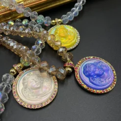 Vintage Style Portrait Round Alloy Glass Women's Pendant Necklace -Deals Glis Jewel Store 1681845318200725504