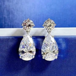 1 Pair Glam Luxurious Lady Geometric Inlay Sterling Silver Zircon Drop Earrings -Deals Glis Jewel Store 1681847265444106240