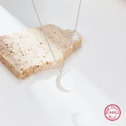 Luxurious Star Moon Sterling Silver Plating White Gold Plated Pendant Necklace -Deals Glis Jewel Store 1682239873899171840