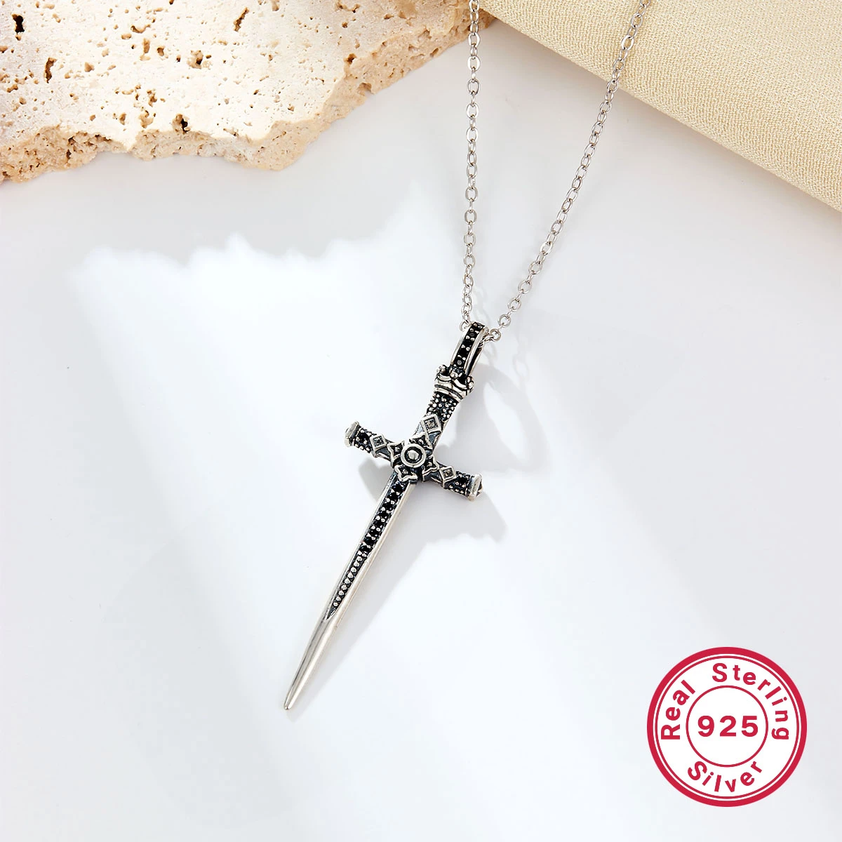 Retro Lady Cross Sterling Silver Plating White Gold Plated Pendant Necklace 4 Retro Lady Cross Sterling Silver Plating White Gold Plated Pendant Necklace - Image 4
