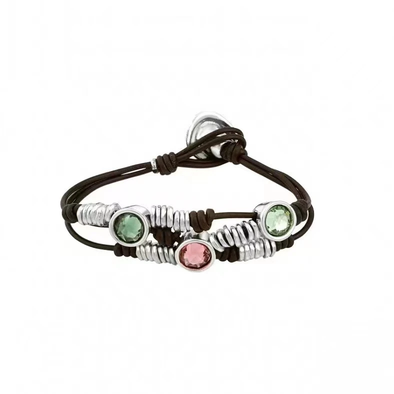 Commute Round Crystal Leather Rope Wholesale Bracelets 4 Commute Round Crystal Leather Rope Wholesale Bracelets - Image 4