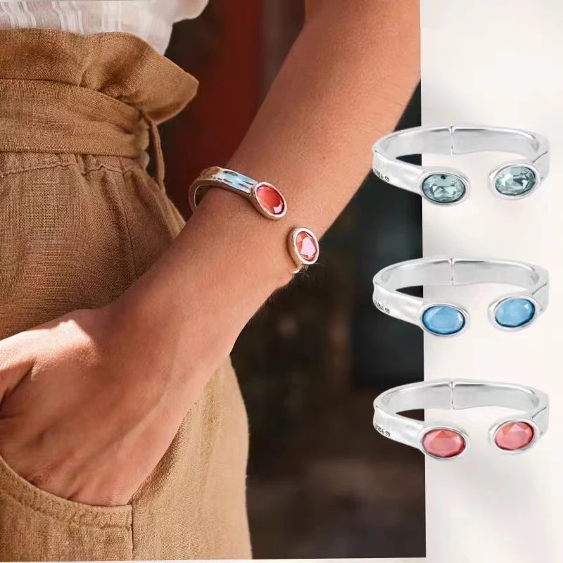 Sweet Water Droplets Artificial Crystal Silver Plated Wholesale Cuff Bracelets 1 Sweet Water Droplets Artificial Crystal Silver Plated Wholesale Cuff Bracelets