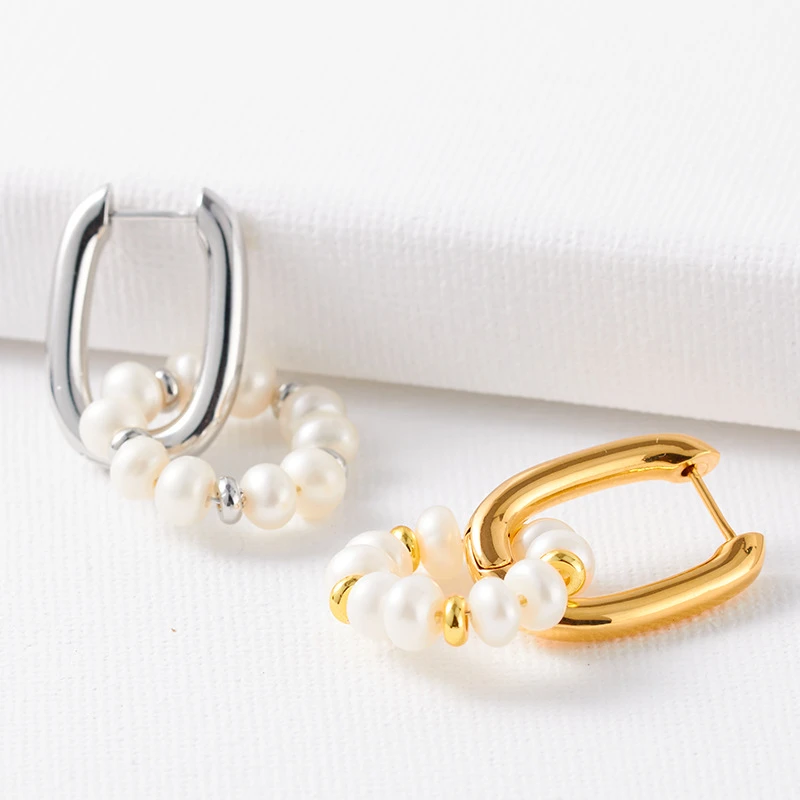 1 Pair Sweet Double Ring Beaded Plating Freshwater Pearl Copper Drop Earrings 4 1 Pair Sweet Double Ring Beaded Plating Freshwater Pearl Copper Drop Earrings - Image 4