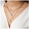 Casual Elegant Water Droplets Silver Plated Plating Inlay Artificial Crystal Women's Layered Necklaces