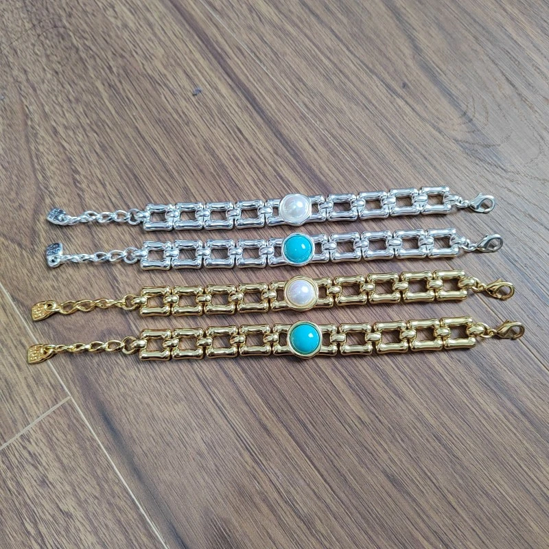 Simple Style Square Turquoise Silver Plated Wholesale Bracelets 3 Simple Style Square Turquoise Silver Plated Wholesale Bracelets - Image 3
