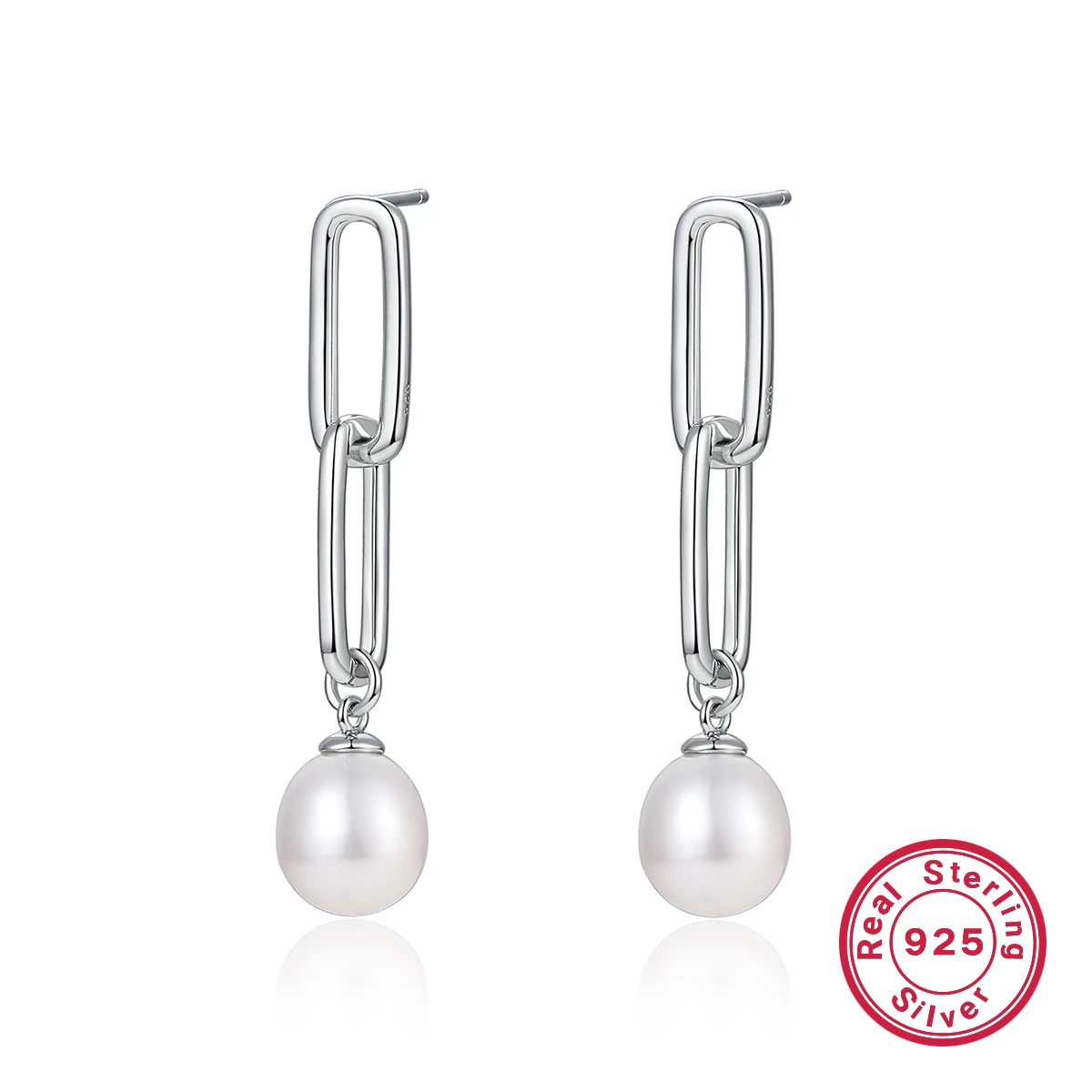 1 Pair Commute Round Inlay Sterling Silver Freshwater Pearl White Gold Plated Drop Earrings 3 1 Pair Commute Round Inlay Sterling Silver Freshwater Pearl White Gold Plated Drop Earrings - Image 3