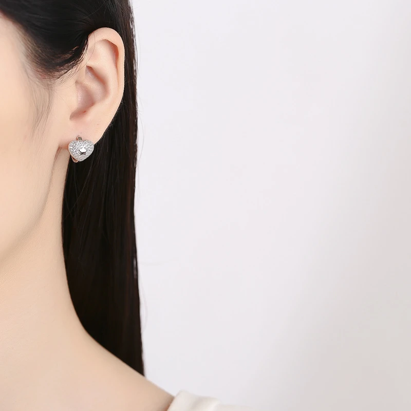 1 Pair Lady Heart Shape Plating Inlay Sterling Silver Artificial Gemstones Earrings 2 1 Pair Lady Heart Shape Plating Inlay Sterling Silver Artificial Gemstones Earrings - Image 2