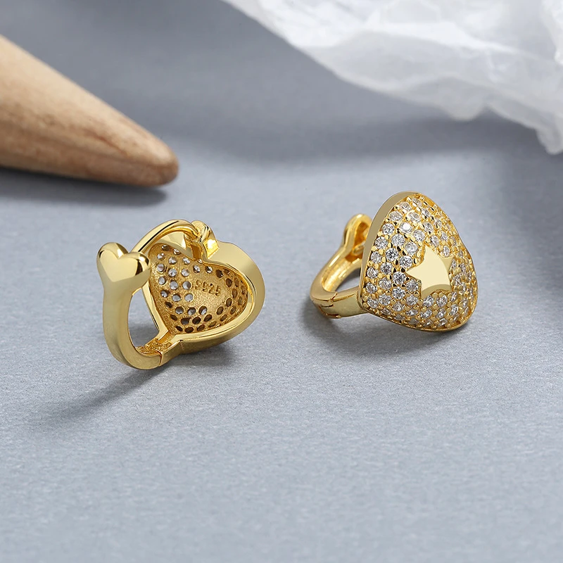 1 Pair Lady Heart Shape Plating Inlay Sterling Silver Artificial Gemstones Earrings 3 1 Pair Lady Heart Shape Plating Inlay Sterling Silver Artificial Gemstones Earrings - Image 3