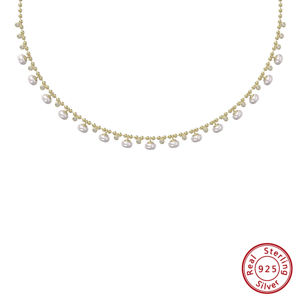 Elegant Simple Style Round Freshwater Pearl Sterling Silver Plating Inlay Zircon Necklace 2 Elegant Simple Style Round Freshwater Pearl Sterling Silver Plating Inlay Zircon Necklace - Image 2